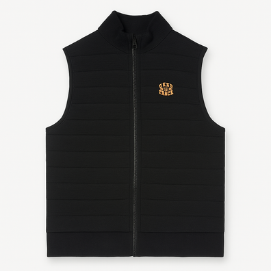 Boy's Black Sleeveless Zip-Up Vest – Keep Track print